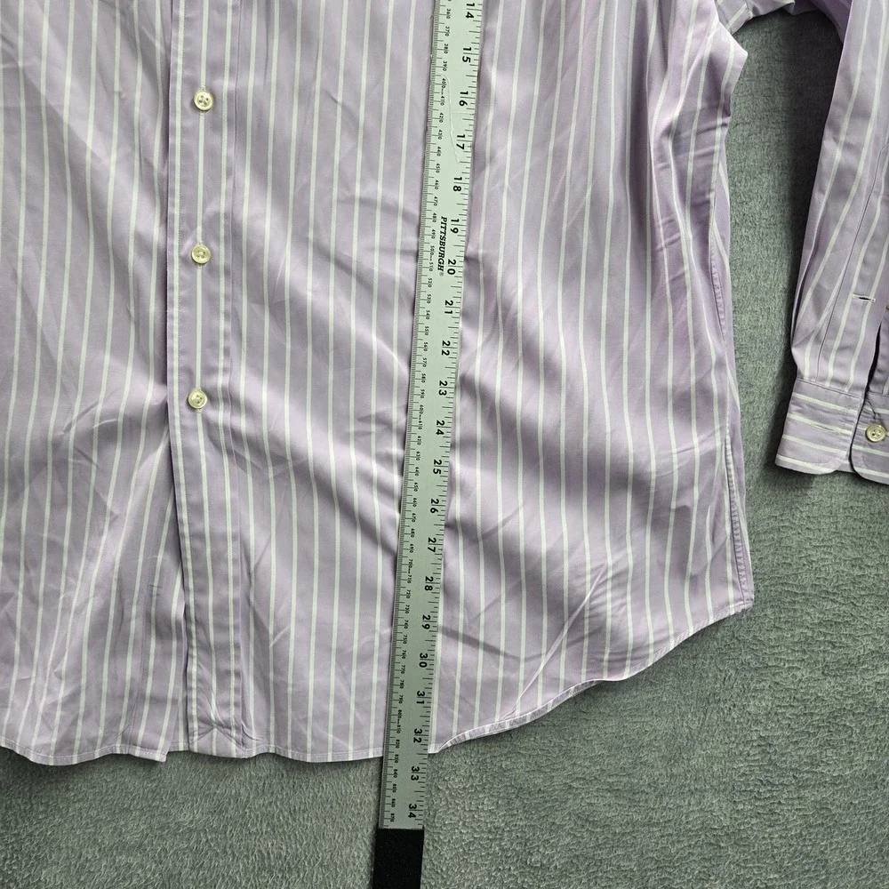 VINTAGE Ralph Lauren Men Button Up Shirt 18 Purple Pony Embroidery Striped